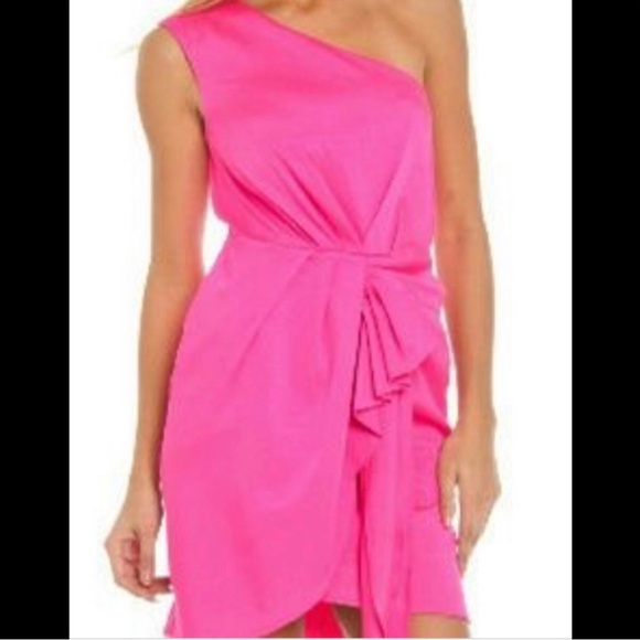 BCBGeneration Womens Dress Candy Pink One Shoulder Cocktail Mini Dress Size 6 - Picture 2 of 13